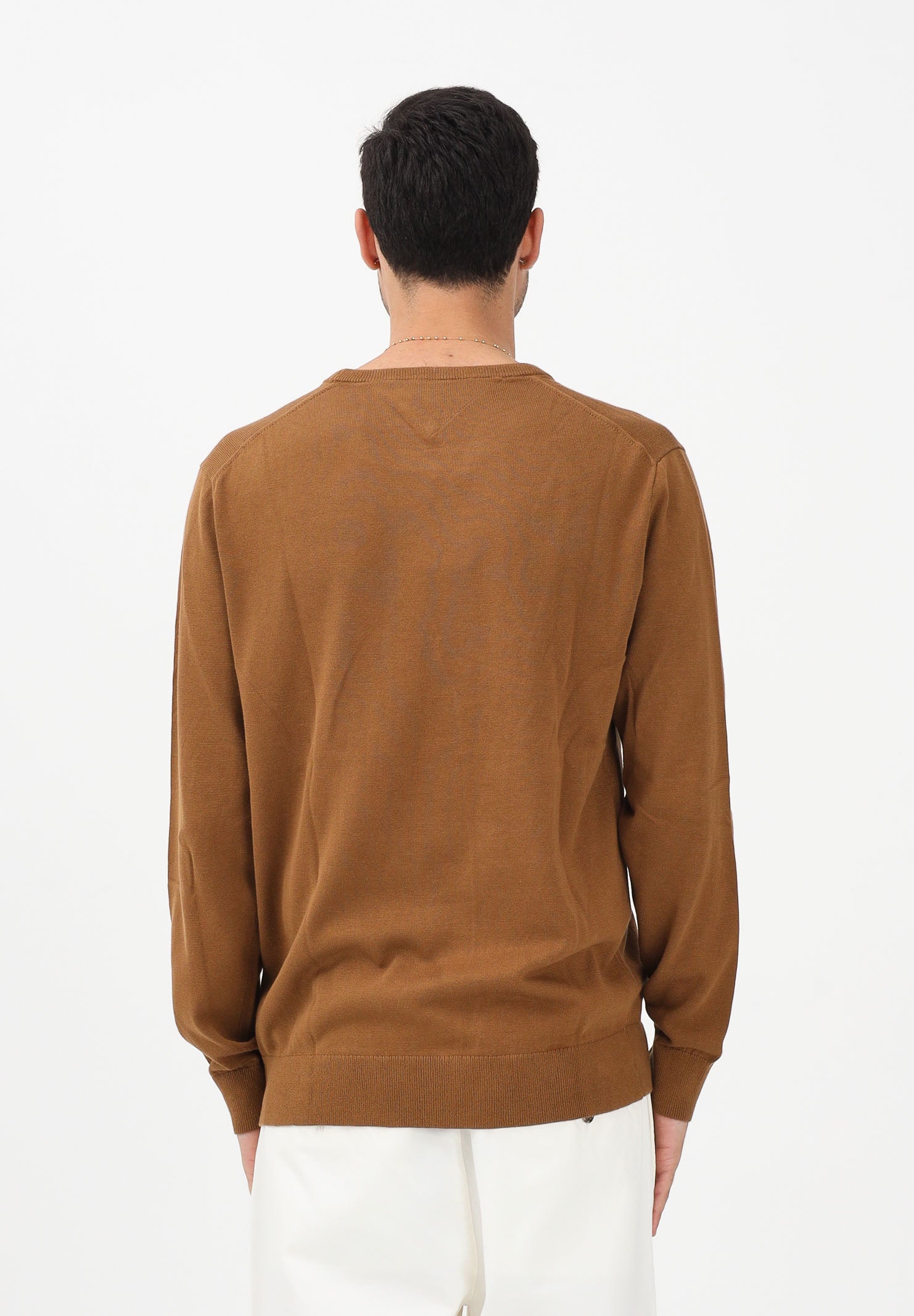 TOMMY HILFIGER Maglioncino girocollo khaki da uomo con logo MW0MW39999 GWP TOMMY HILFIGER 