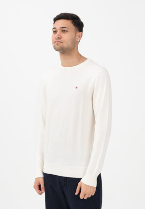 TOMMY HILFIGER Maglioncino girocollo panna da uomo con logo MW0MW39999 Z00 TOMMY HILFIGER 
