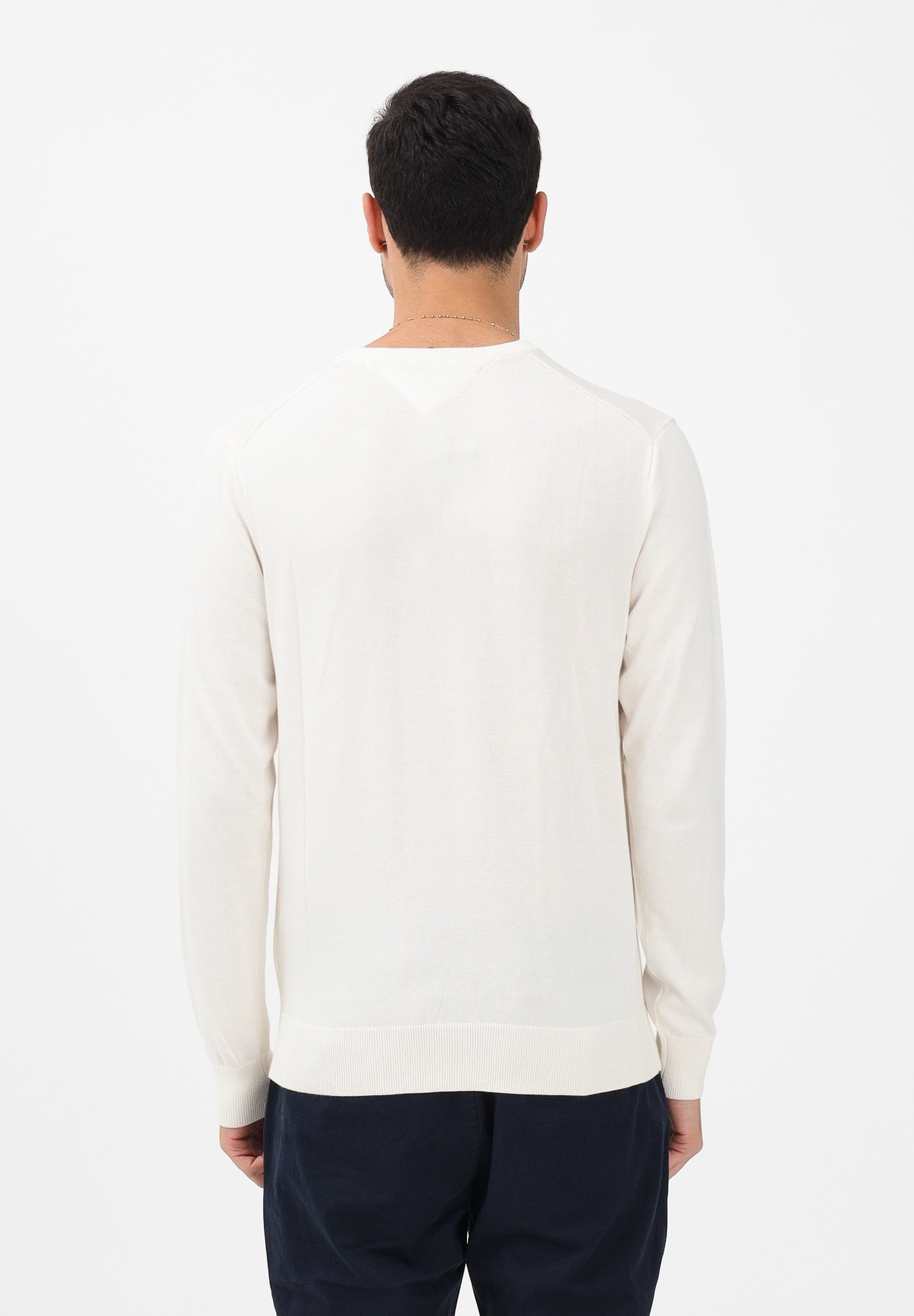TOMMY HILFIGER Maglioncino girocollo panna da uomo con logo MW0MW39999 Z00 TOMMY HILFIGER 