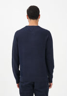 TOMMY HILFIGER Maglioncino girocollo blu da uomo caratterizzato da lavorazione a maglia tramata MW0MW41643 C1G TOMMY HILFIGER 