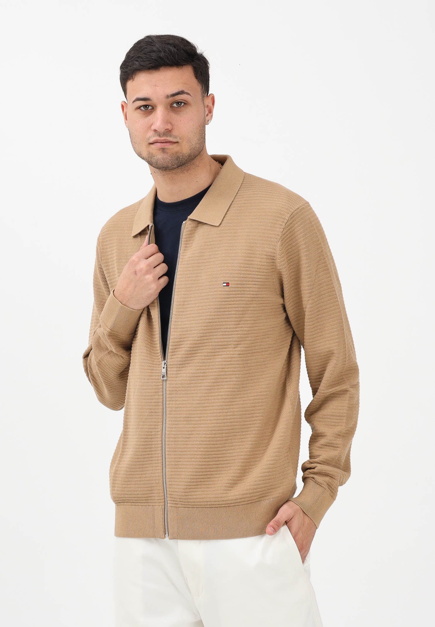TOMMY HILFIGER Cardigan beige da uomo MW0MW41645 RBC TOMMY HILFIGER 