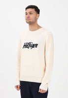 TOMMY HILFIGER Maglioncino girocollo panna da uomo con logo MW0MW41647 AEF TOMMY HILFIGER 