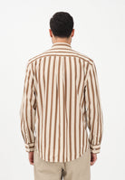 TOMMY HILFIGER Camicia a manica lunga da uomo con motivo a righe nei toni del beige e del marrone MW0MW41715 0AA TOMMY HILFIGER 