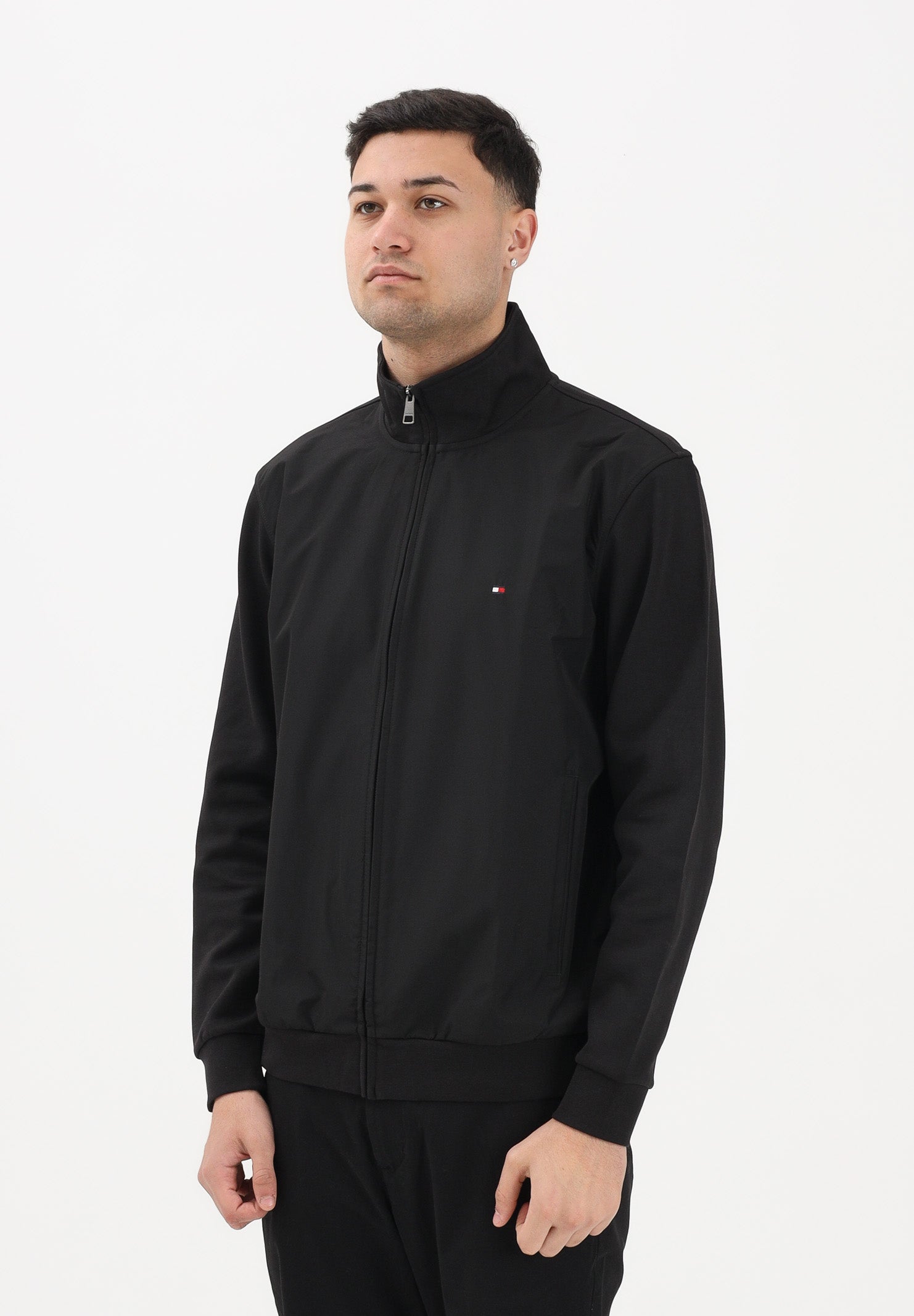 TOMMY HILFIGER Giacca a vento nera da uomo con logo MW0MW41758 BDS TOMMY HILFIGER 
