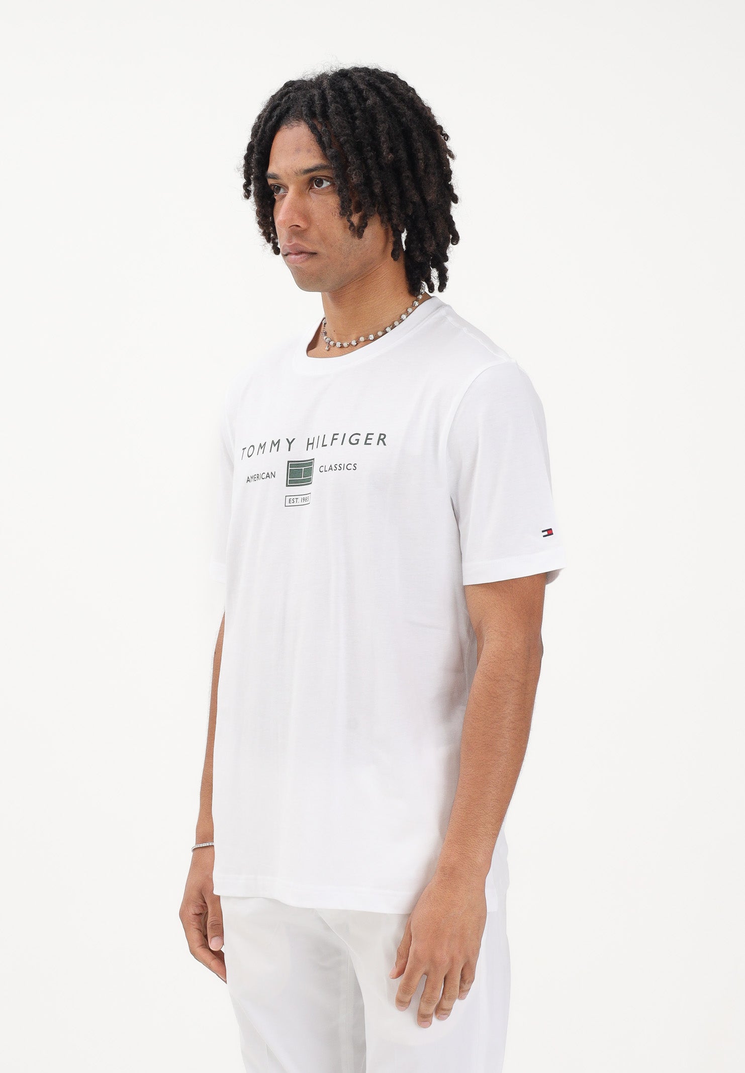 TOMMY HILFIGER T-shirt a manica corta bianca da uomo con stampa MW0MW42365 YBR TOMMY HILFIGER 