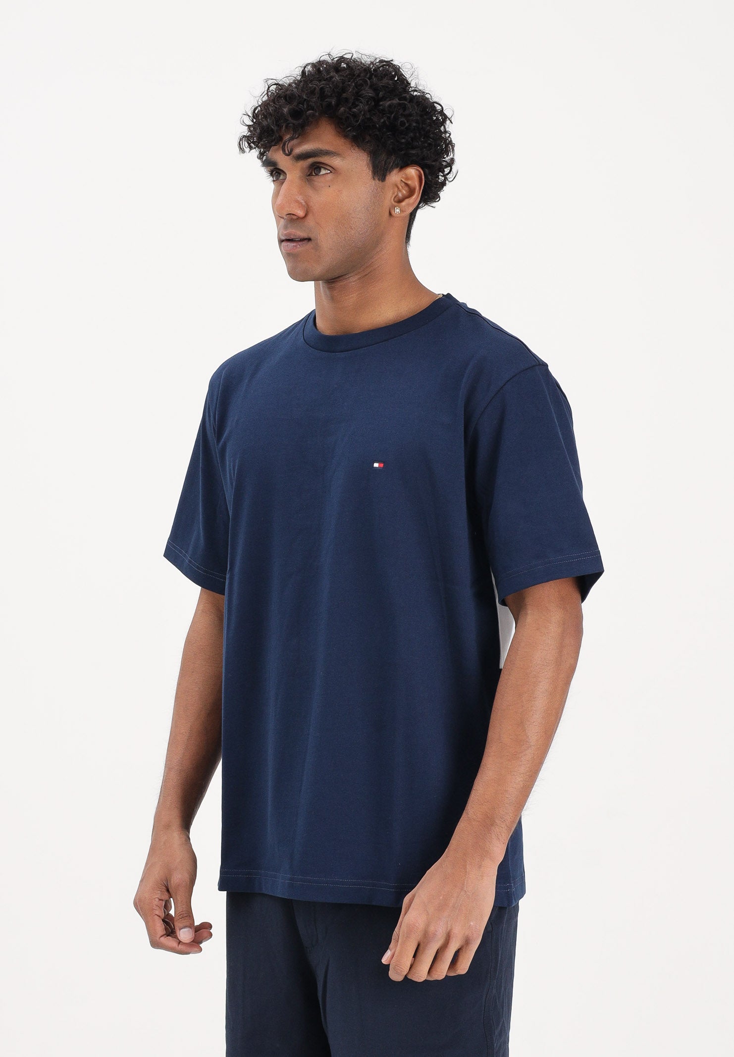TOMMY HILFIGER T-shirt a manica corta blu da uomo con maxi stampa flag MW0MW42382 DCC TOMMY HILFIGER 