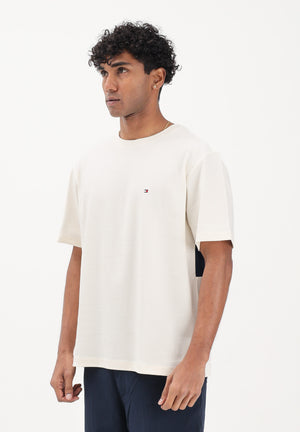 TOMMY HILFIGER T-shirt a manica corta panna da uomo con maxi stampa flag MW0MW42382 Z00 TOMMY HILFIGER 