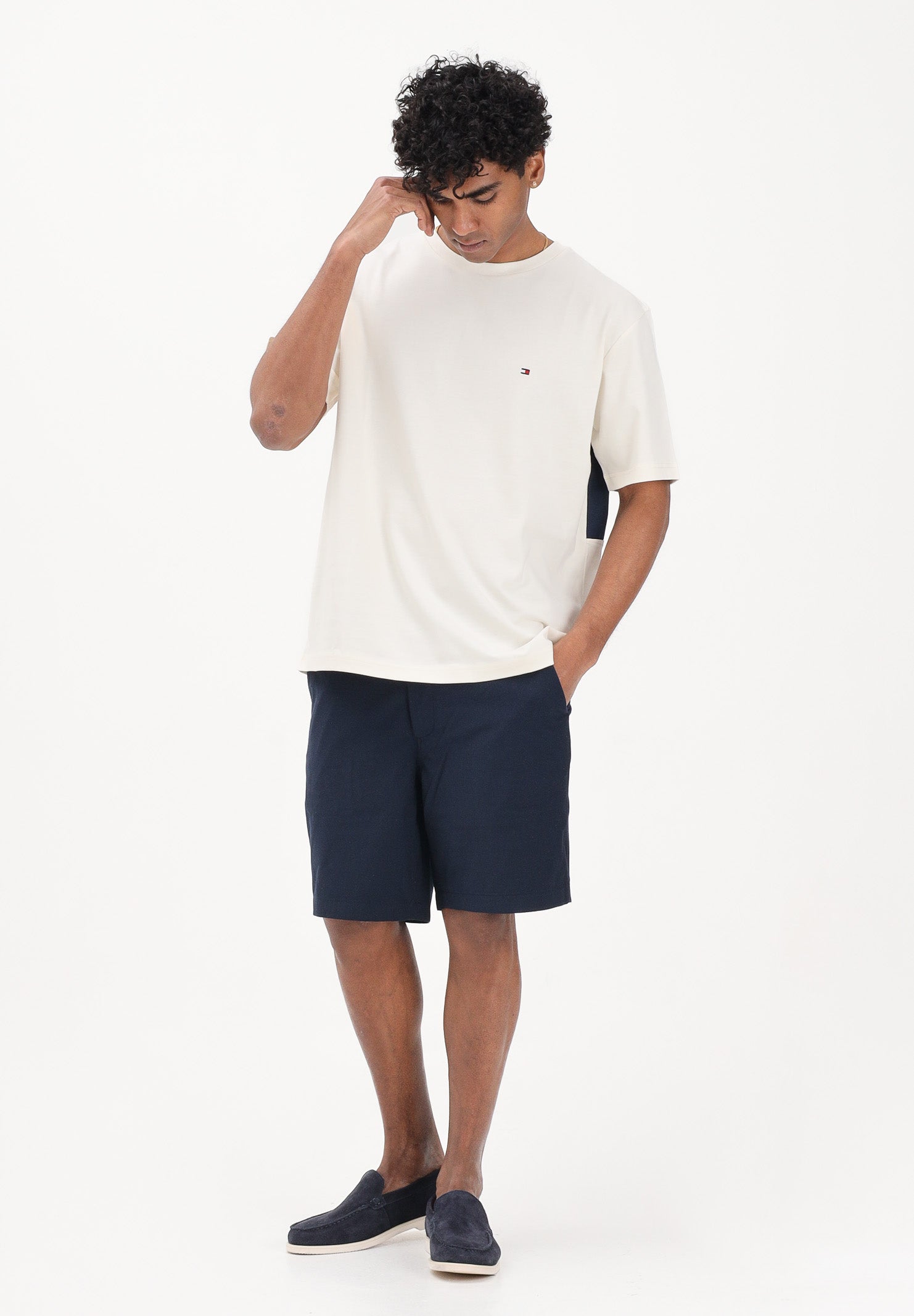 TOMMY HILFIGER T-shirt a manica corta panna da uomo con maxi stampa flag MW0MW42382 Z00 TOMMY HILFIGER 