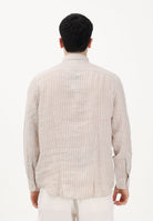 TOMMY HILFIGER Camicia a manica lunga beige da uomo con motivo a righe MW0MW42400 0BK TOMMY HILFIGER 