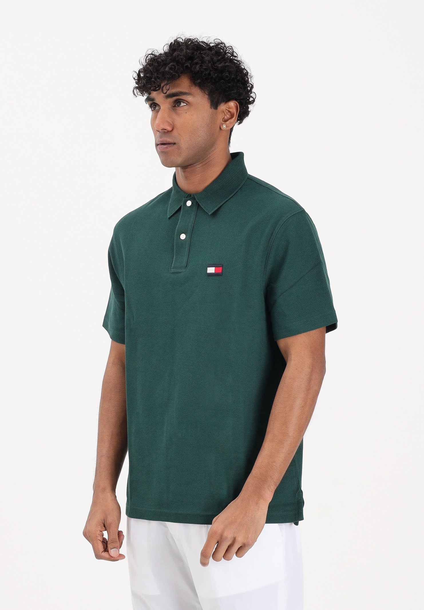 TOMMY HILFIGER Polo a manica corta verde da uomo con logo MW0MW42740 MBN TOMMY HILFIGER 