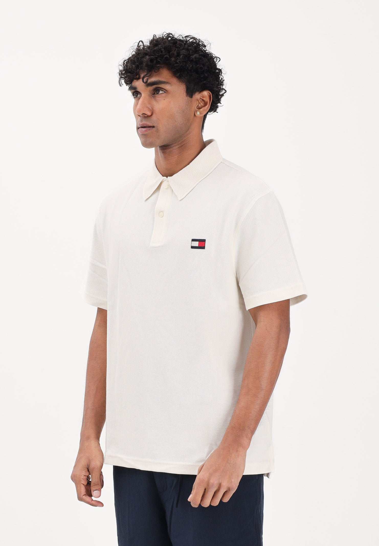 TOMMY HILFIGER Polo a manica corta panna da uomo con logo MW0MW42740 Z00 TOMMY HILFIGER 