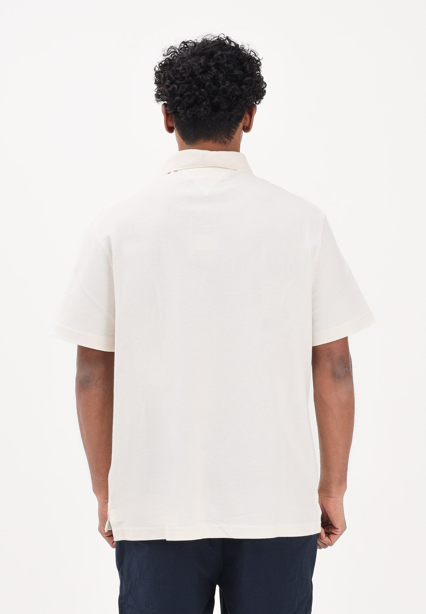 TOMMY HILFIGER Polo a manica corta panna da uomo con logo MW0MW42740 Z00 TOMMY HILFIGER 