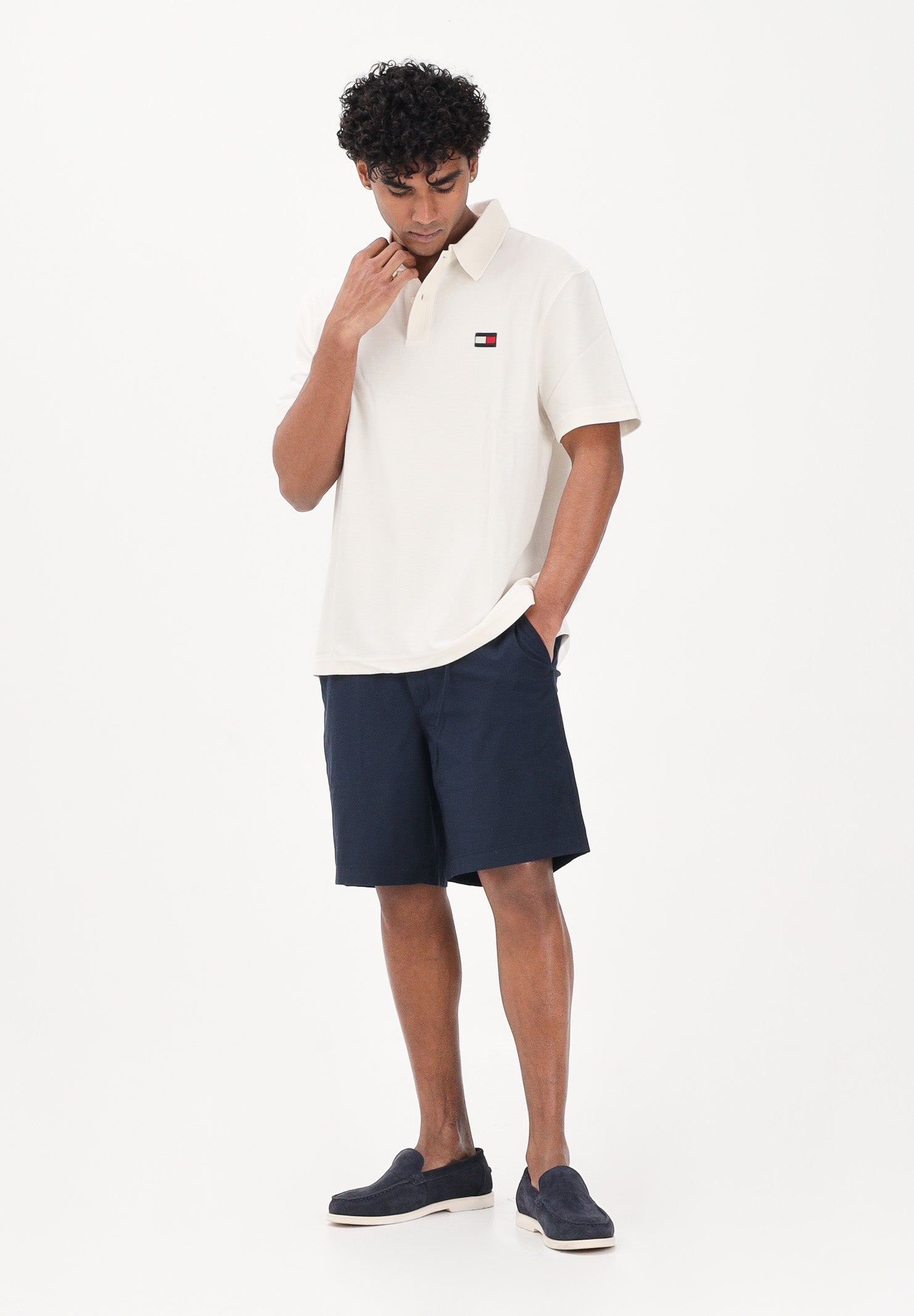 TOMMY HILFIGER Polo a manica corta panna da uomo con logo MW0MW42740 Z00 TOMMY HILFIGER 