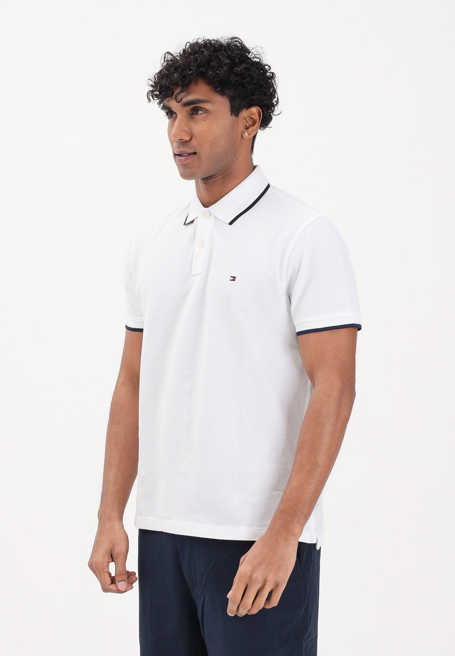 TOMMY HILFIGER Polo a manica corta bianca da uomo con logo MW0MW42748 YBR TOMMY HILFIGER 