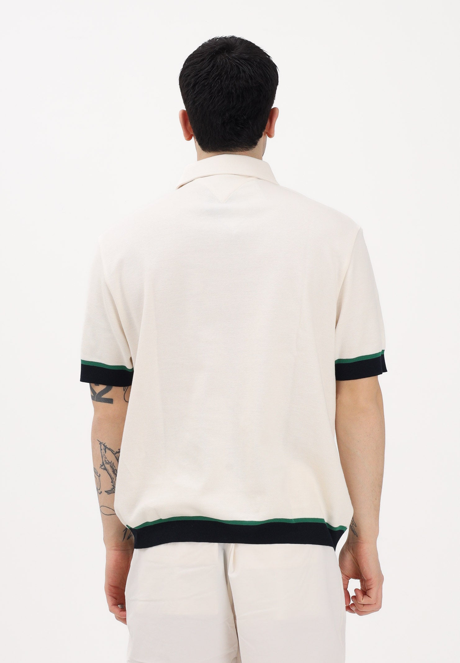 TOMMY HILFIGER Polo a manica corta panna da uomo con profili a contrasto MW0MW42767 Z00 TOMMY HILFIGER 