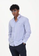 TOMMY HILFIGER Camicia a manica lunga Bengal blu e bianca da uomo MW0MW42928 C7F TOMMY HILFIGER 