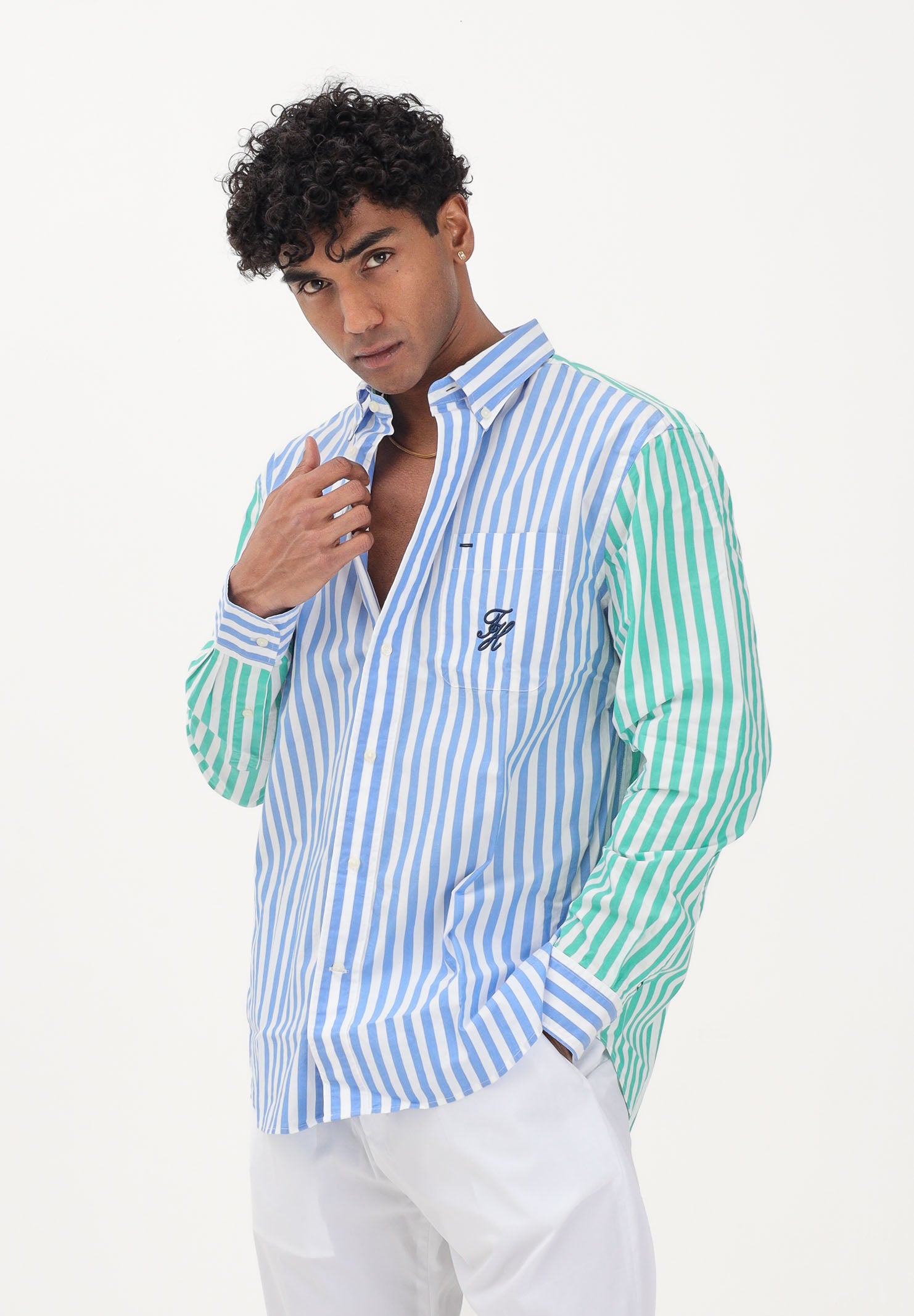 TOMMY HILFIGER Camicia a manica lunga multicolore da uomo con motivo a righe MW0MW42985 0A4 TOMMY HILFIGER 