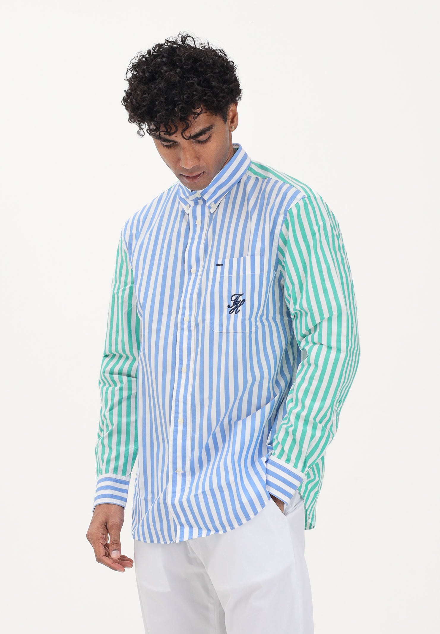 TOMMY HILFIGER Camicia a manica lunga multicolore da uomo con motivo a righe MW0MW42985 0A4 TOMMY HILFIGER 