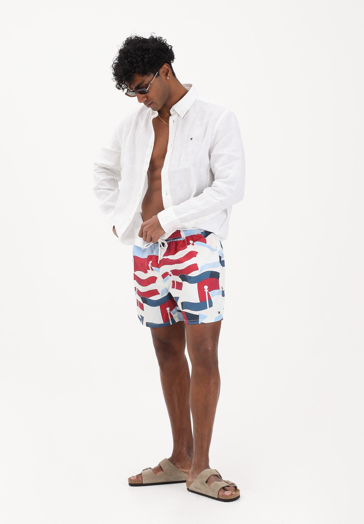 TOMMY HILFIGER Shorts mare multirocolor da uomo con stampa UM0UM03491 01W TOMMY HILFIGER 