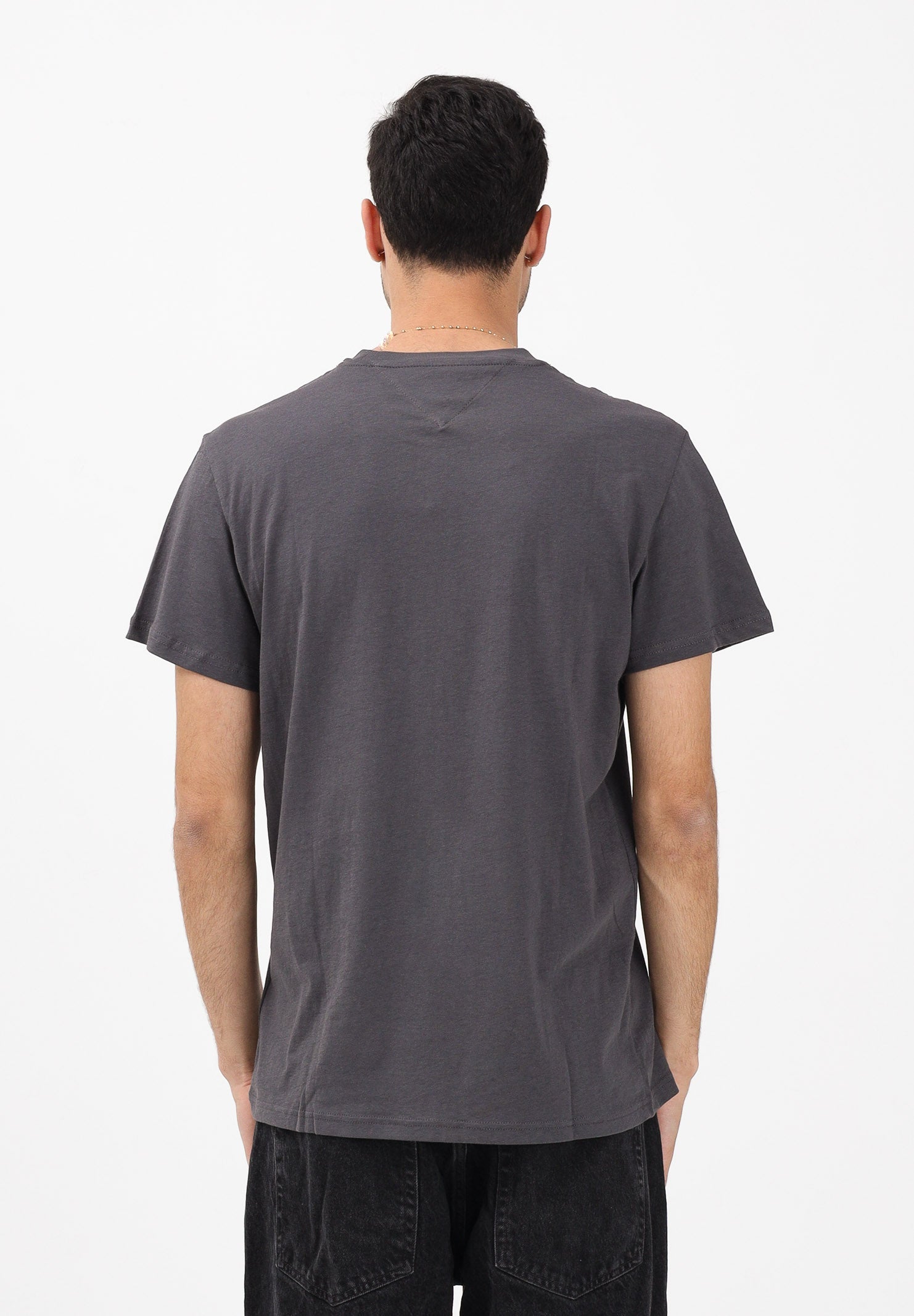 TOMMY JEANS T-shirt a manica corta grigia da uomo con logo DM0DM21780 PT2 TOMMY JEANS 