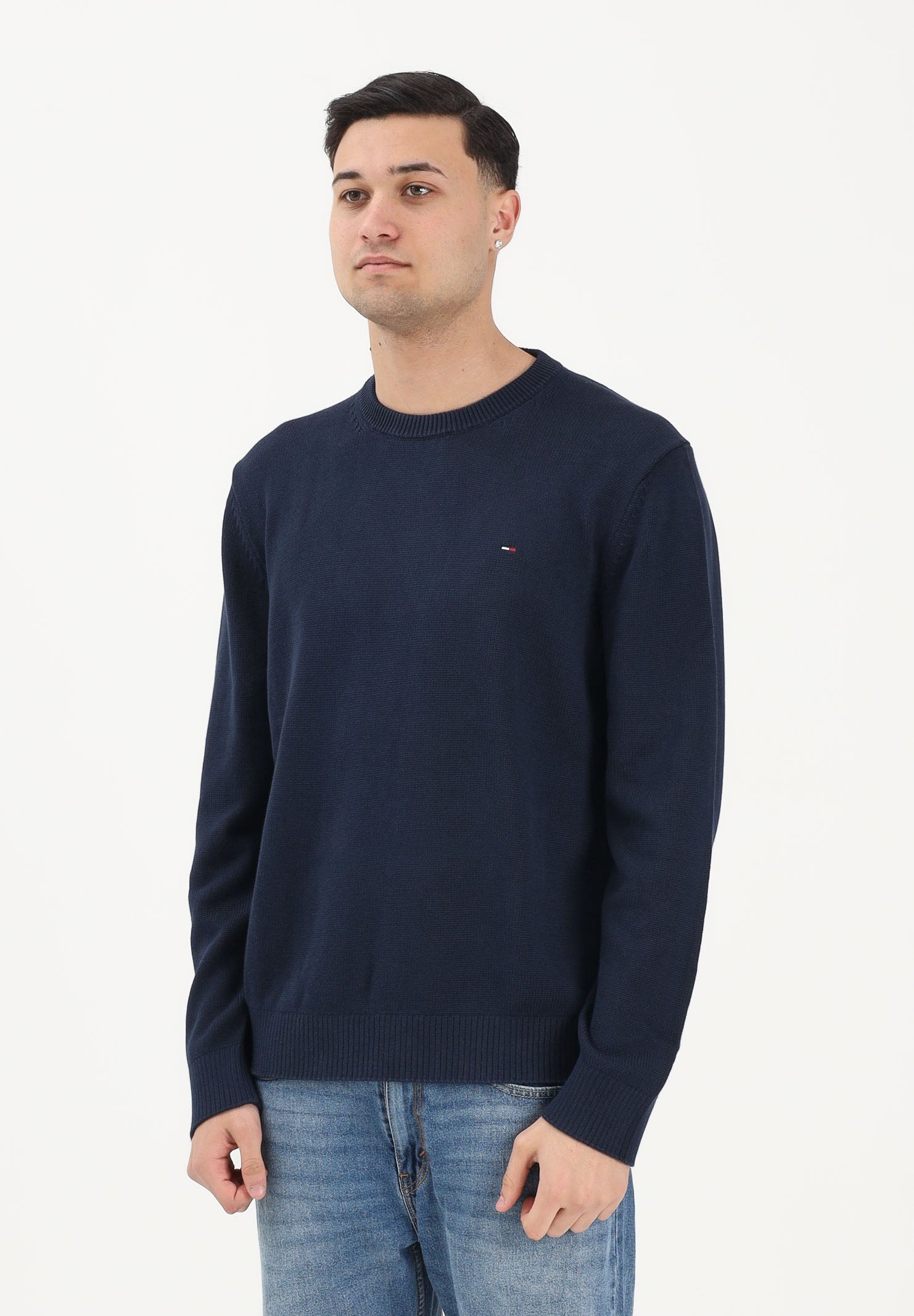 TOMMY JEANS Maglioncino girocollo blu da uomo con logo DM0DM21787 C1G TOMMY JEANS 
