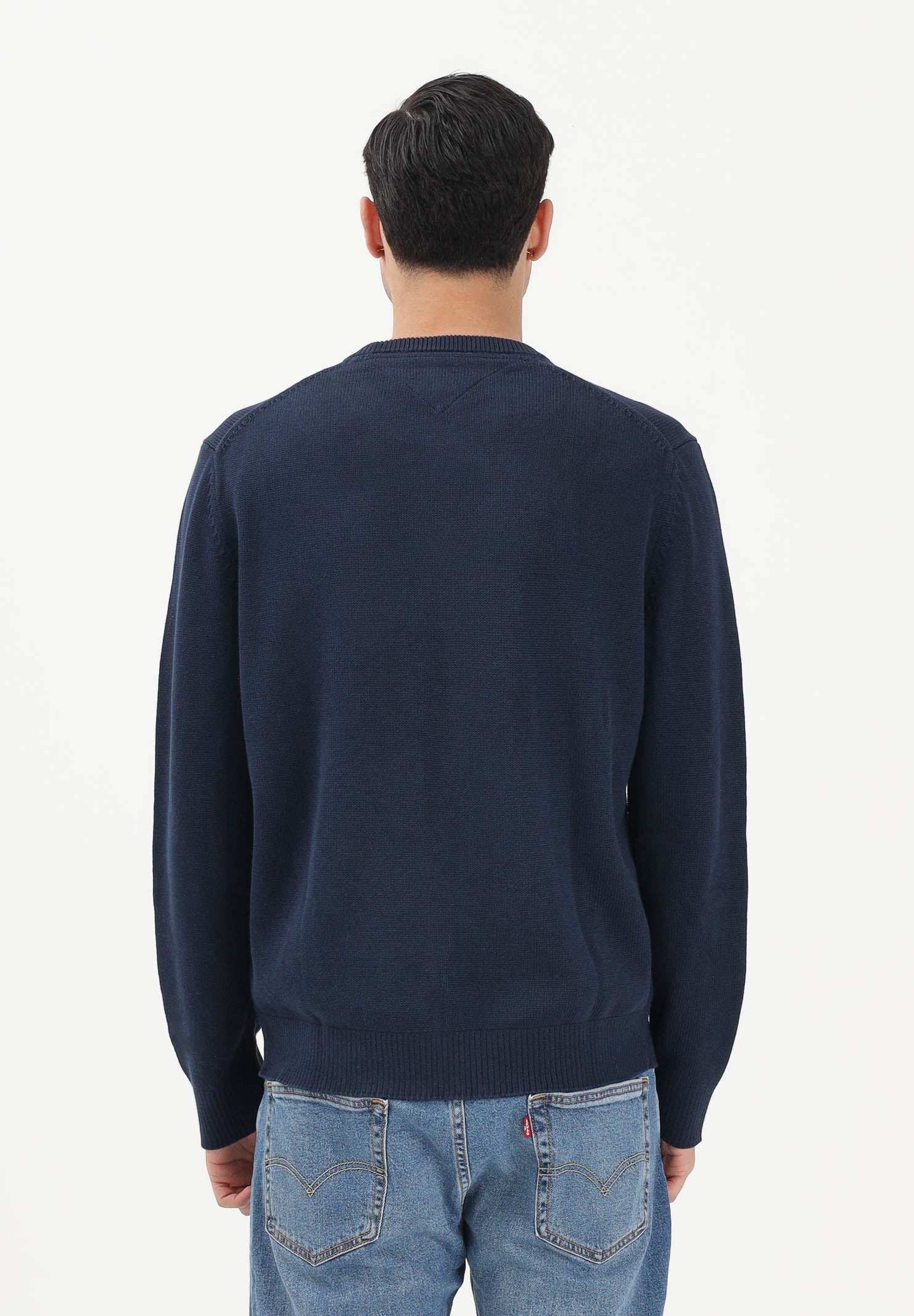 TOMMY JEANS Maglioncino girocollo blu da uomo con logo DM0DM21787 C1G TOMMY JEANS 