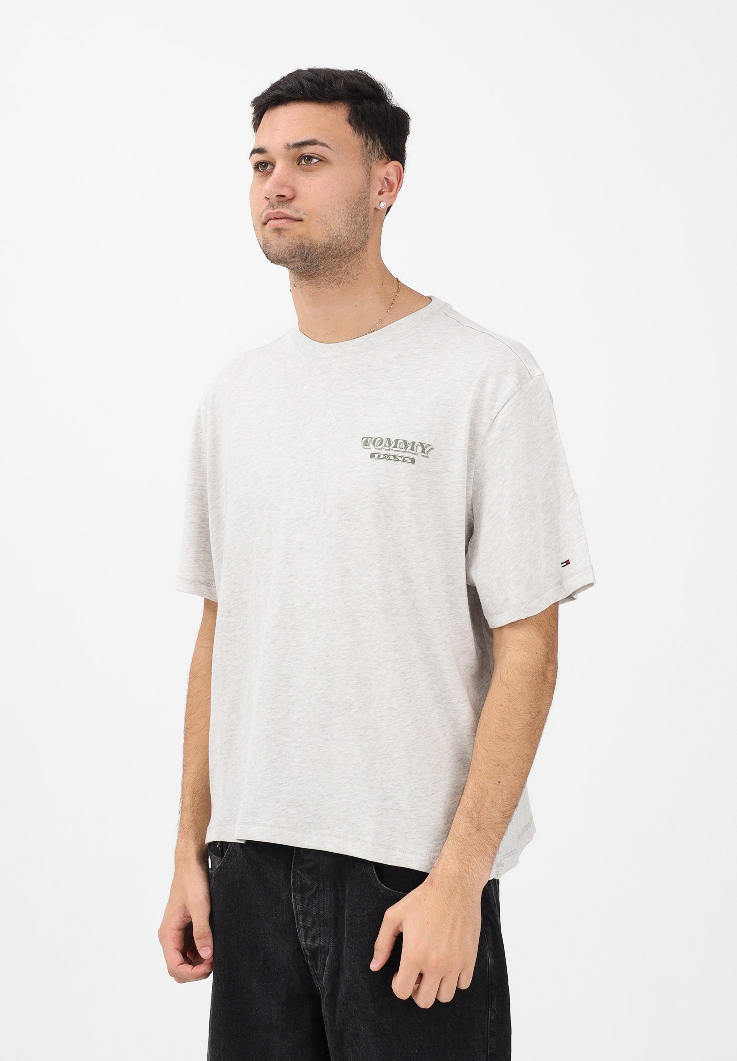 TOMMY JEANS T-shirt a manica corta grigia da uomo con stampa sul retro DM0DM22332 P08 TOMMY JEANS 