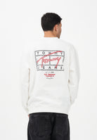 TOMMY JEANS Felpa girocollo bianca da uomo con stampa DM0DM22366 YBL TOMMY JEANS 