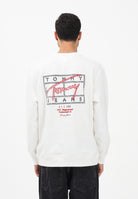 TOMMY JEANS Felpa girocollo bianca da uomo con stampa DM0DM22366 YBL TOMMY JEANS 