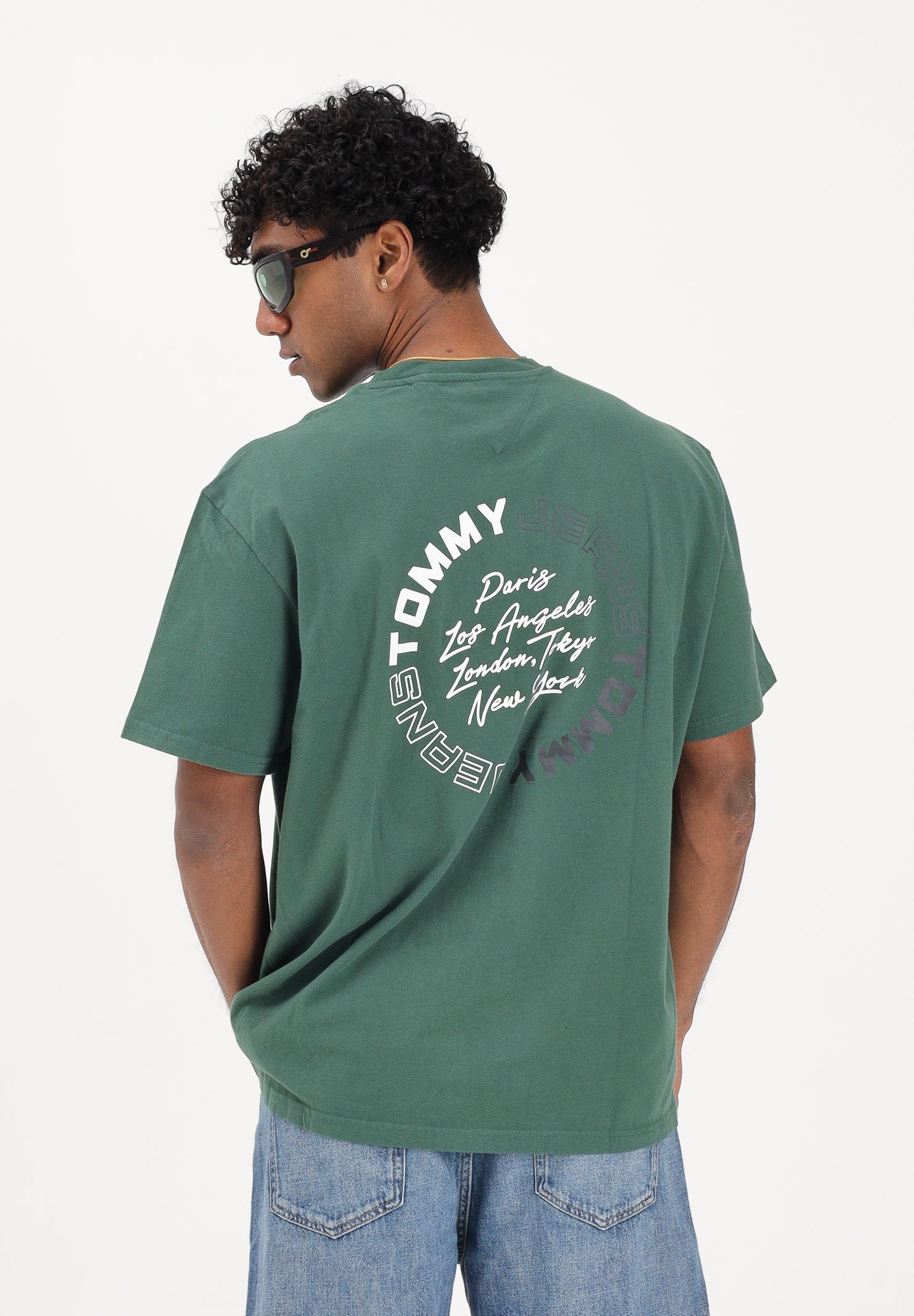 TOMMY JEANS T-shirt a manica corta verde da uomo con stampa sul retro DM0DM22535 MBL TOMMY JEANS 