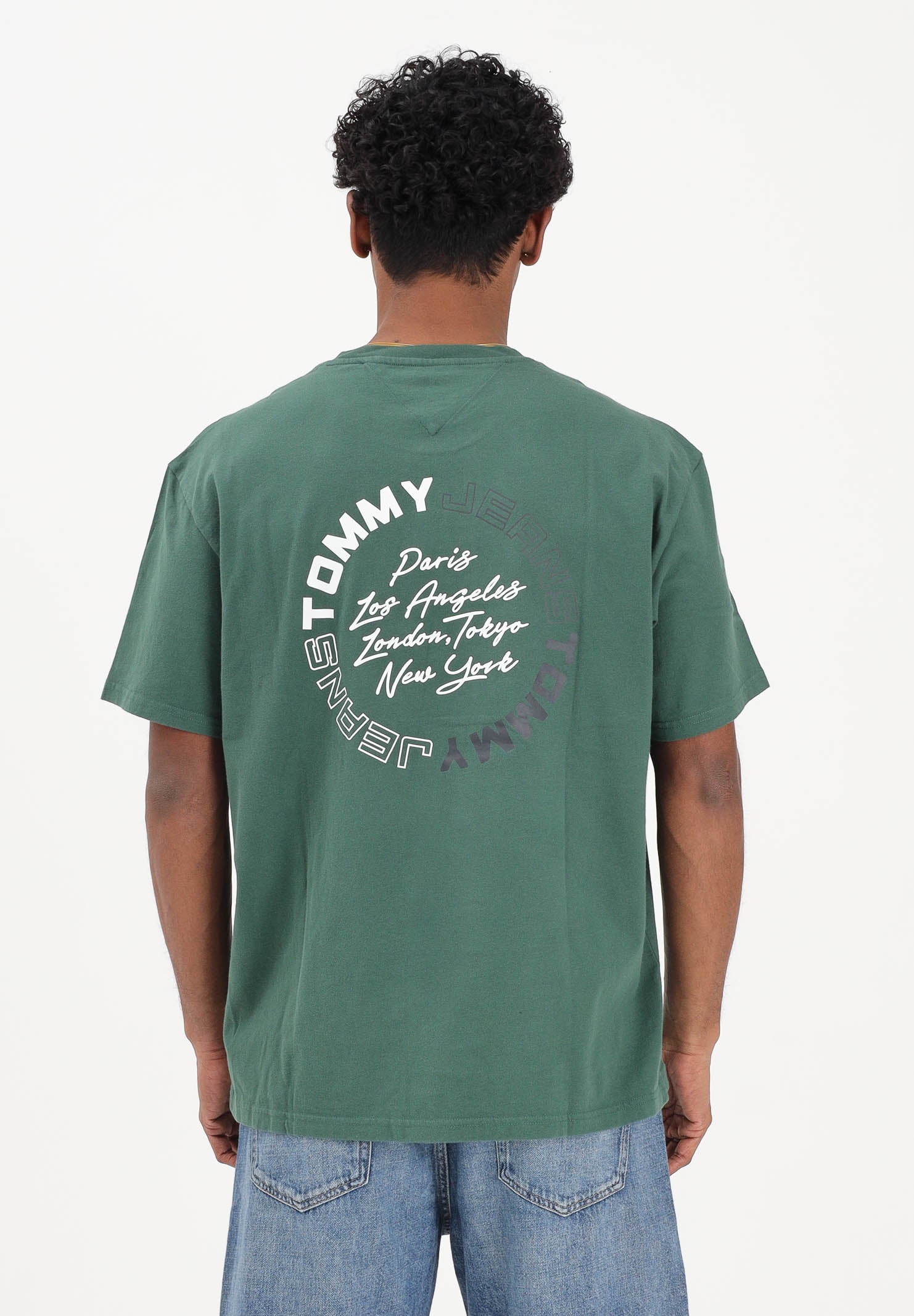 TOMMY JEANS T-shirt a manica corta verde da uomo con stampa sul retro DM0DM22535 MBL TOMMY JEANS 