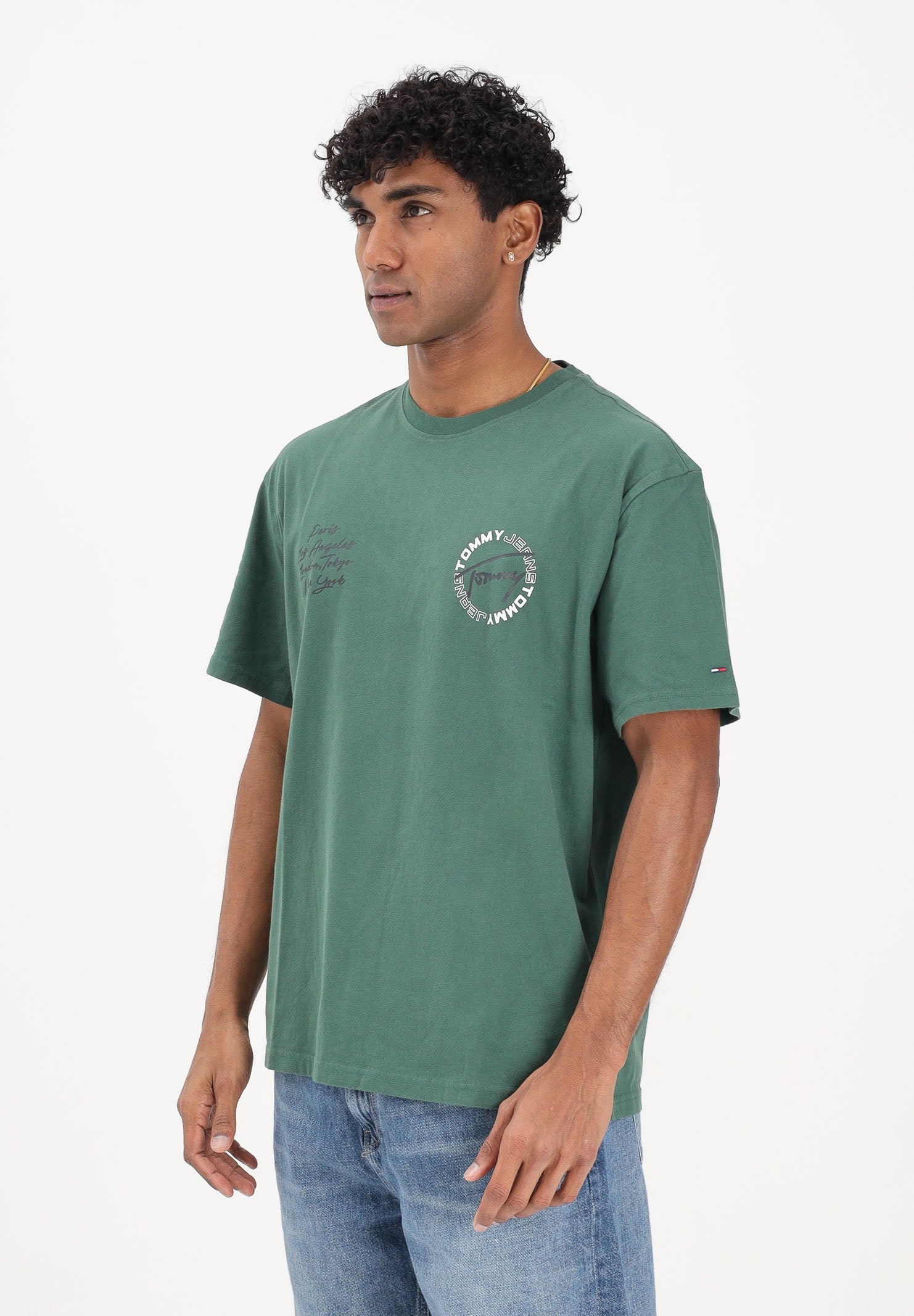 TOMMY JEANS T-shirt a manica corta verde da uomo con stampa sul retro DM0DM22535 MBL TOMMY JEANS 