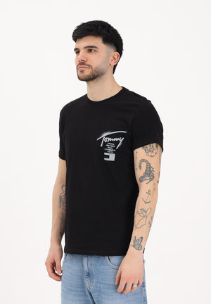 TOMMY JEANS T-shirt a manica corta nera da uomo con stampa logo fronte e retro DM0DM22553 BDS TOMMY JEANS 
