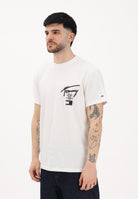 TOMMY JEANS T-shirt a manica corta panna da uomo con stampa logo fronte e retro DM0DM22553 YBL TOMMY JEANS 