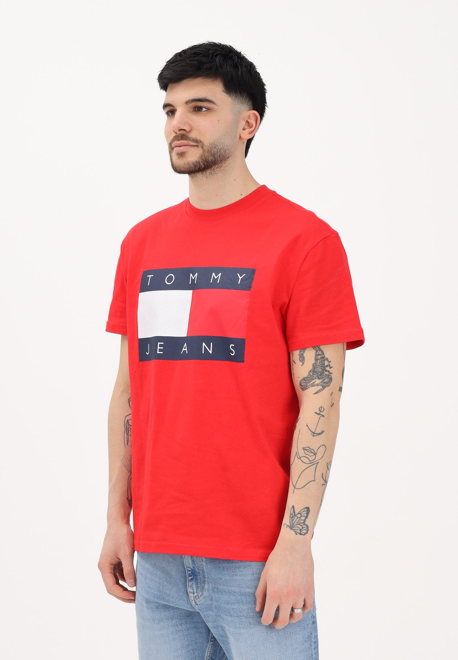 TOMMY JEANS T-shirt a manica corta Flag Badge rossa da uomo DM0DM22645 XL8 TOMMY JEANS 