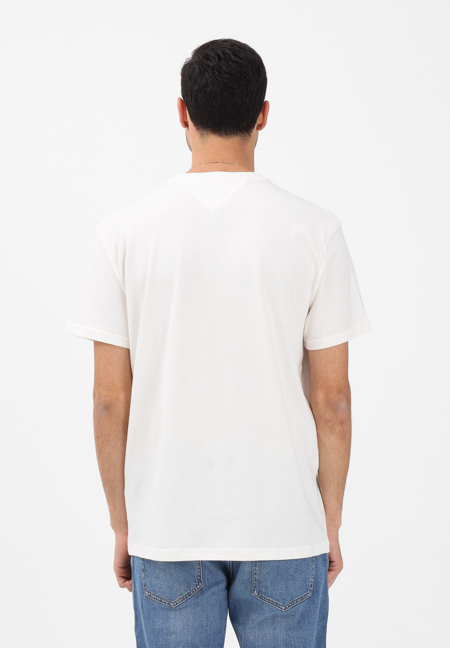 TOMMY JEANS T-shirt a manica corta Flag Badge panna da uomo DM0DM22645 YBH TOMMY JEANS 