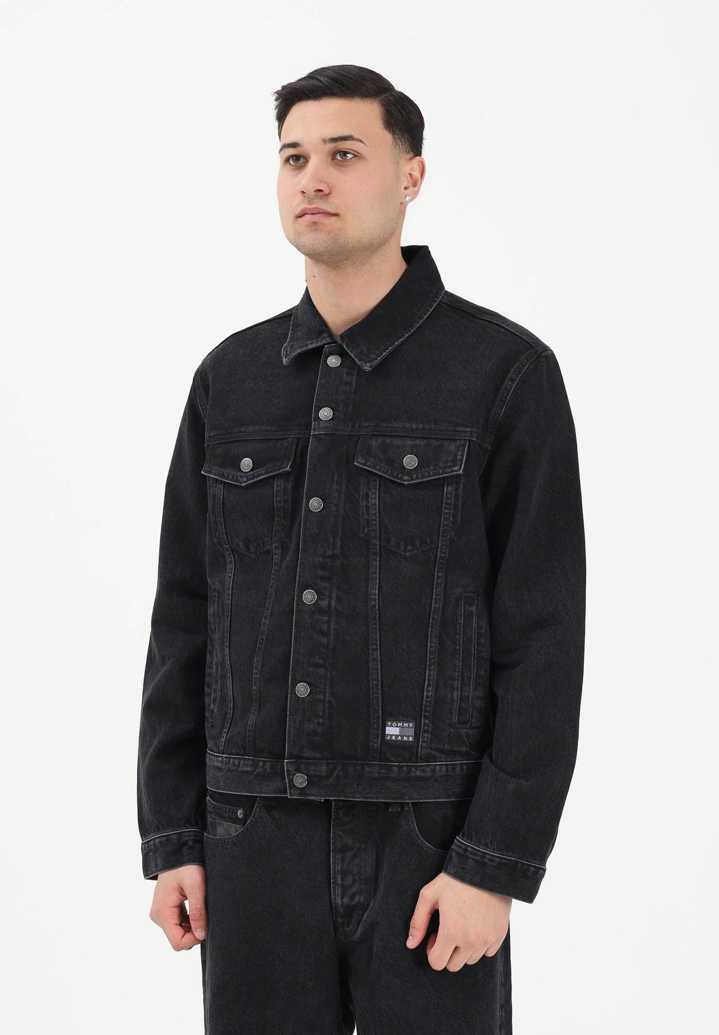 TOMMY JEANS Giubbotto in denim nero da uomo DM0DM22670 1BZ TOMMY JEANS 