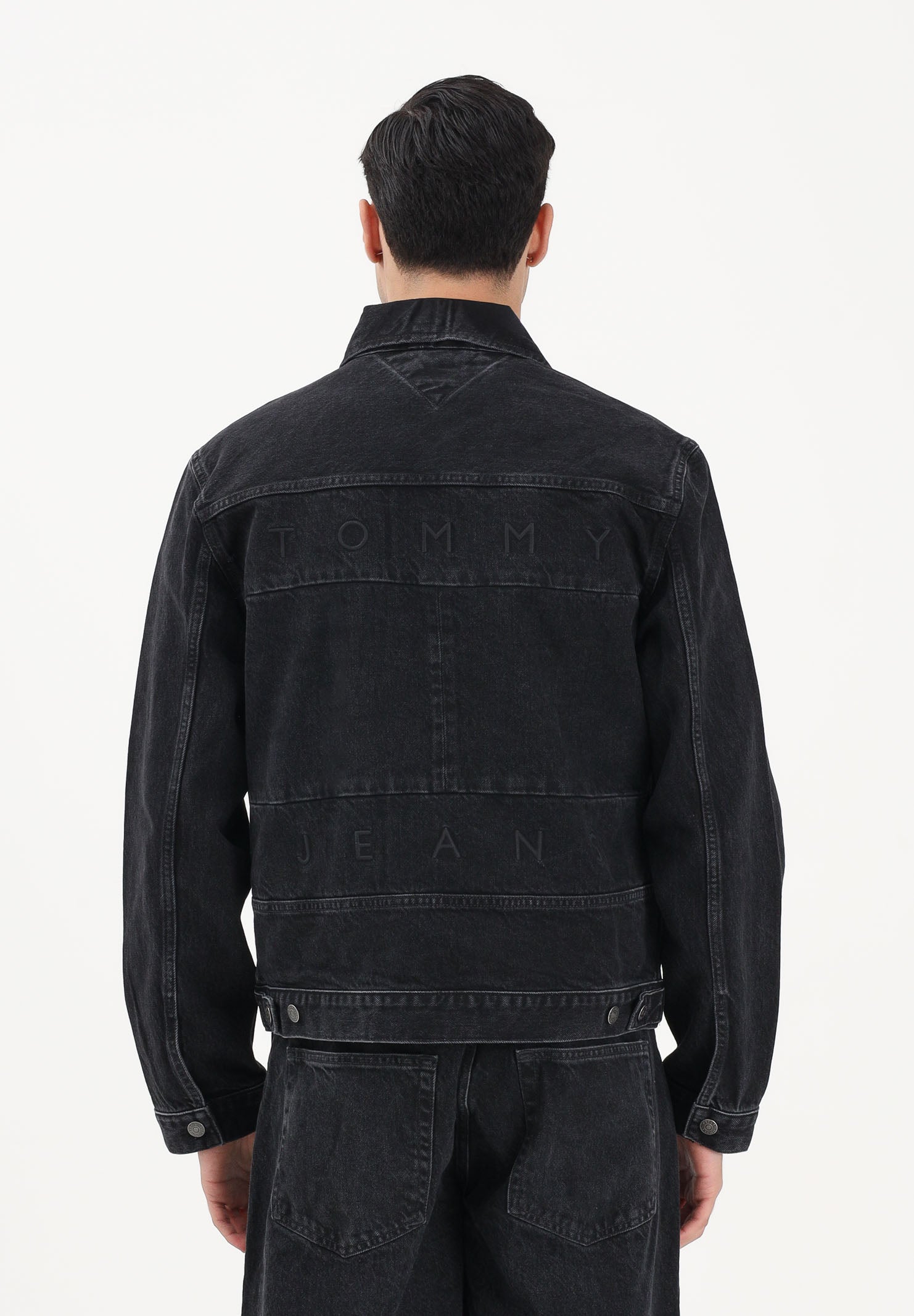 TOMMY JEANS Giubbotto in denim nero da uomo DM0DM22670 1BZ TOMMY JEANS 