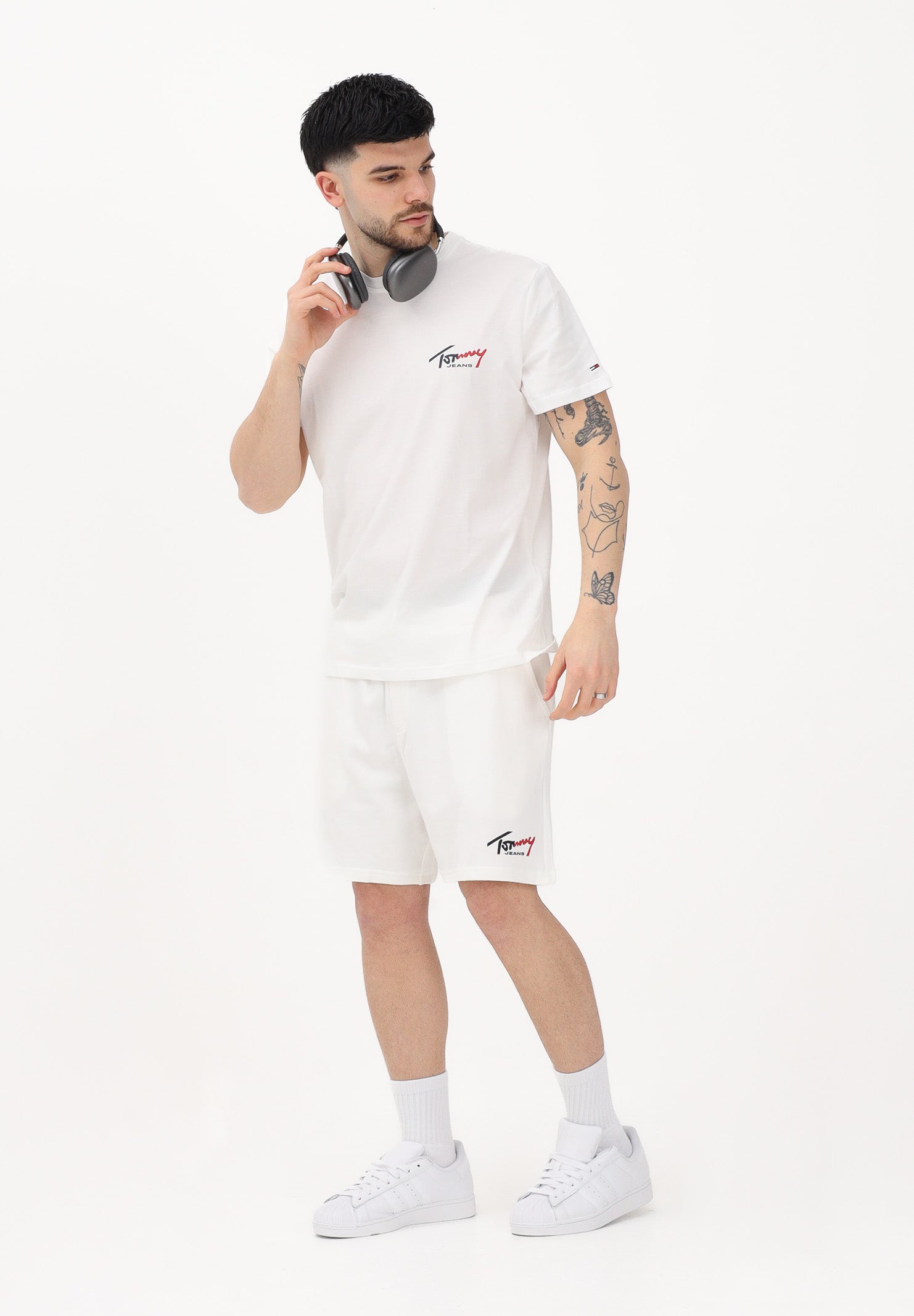 TOMMY JEANS Shorts sportivo bianco da uomo con logo DM0DM23017 YBL TOMMY JEANS 