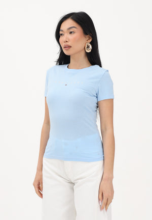 TOMMY JEANS T-shirt a manica corta azzurra da donna con logo DW0DW18398 C1T TOMMY JEANS 