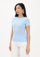 TOMMY JEANS T-shirt a manica corta azzurra da donna con logo DW0DW18398 C1T TOMMY JEANS 