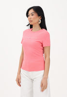 TOMMY JEANS T-shirt a manica corta rosa da donna con logo DW0DW18398 TIE TOMMY JEANS 