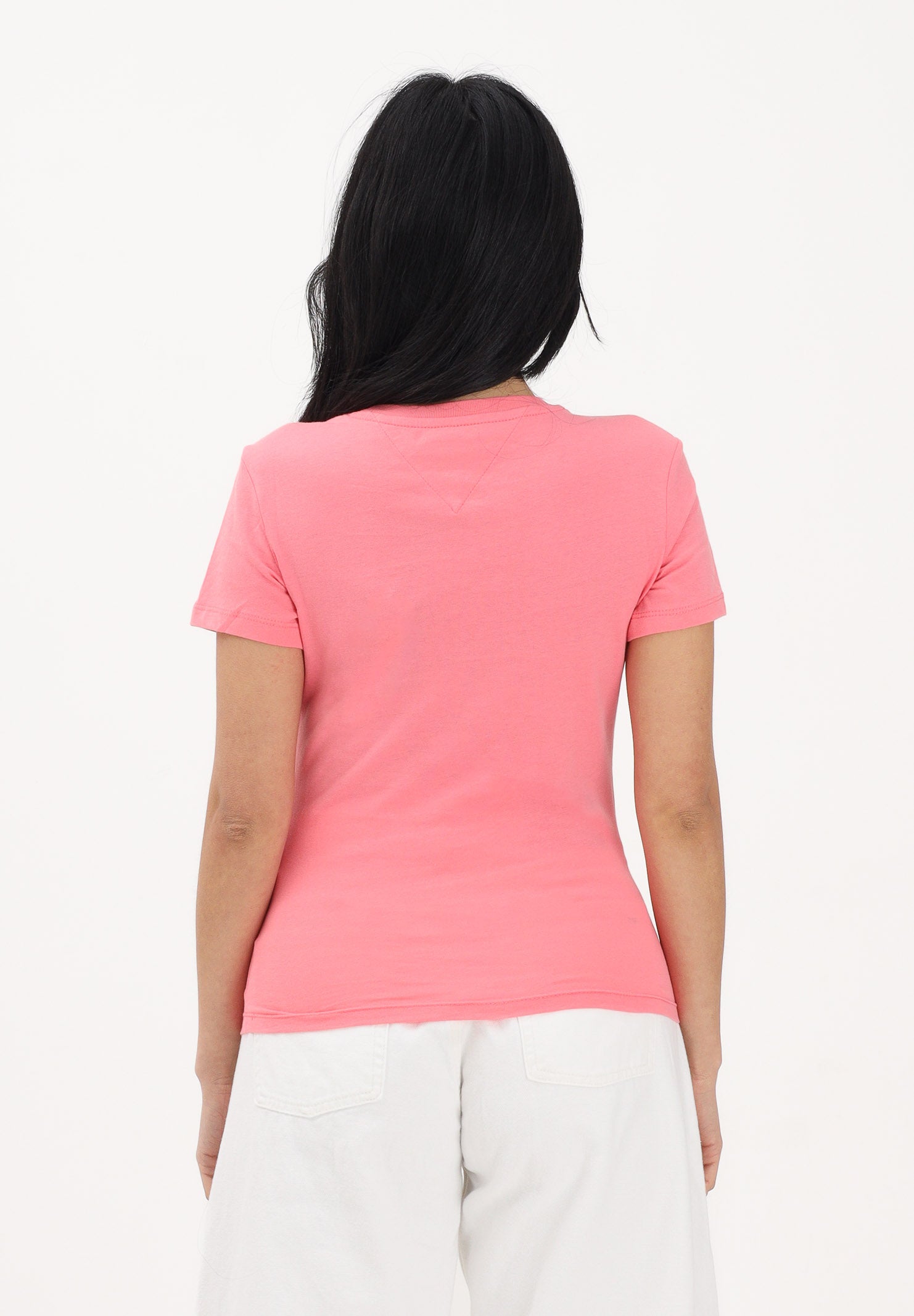 TOMMY JEANS T-shirt a manica corta rosa da donna con logo DW0DW18398 TIE TOMMY JEANS 