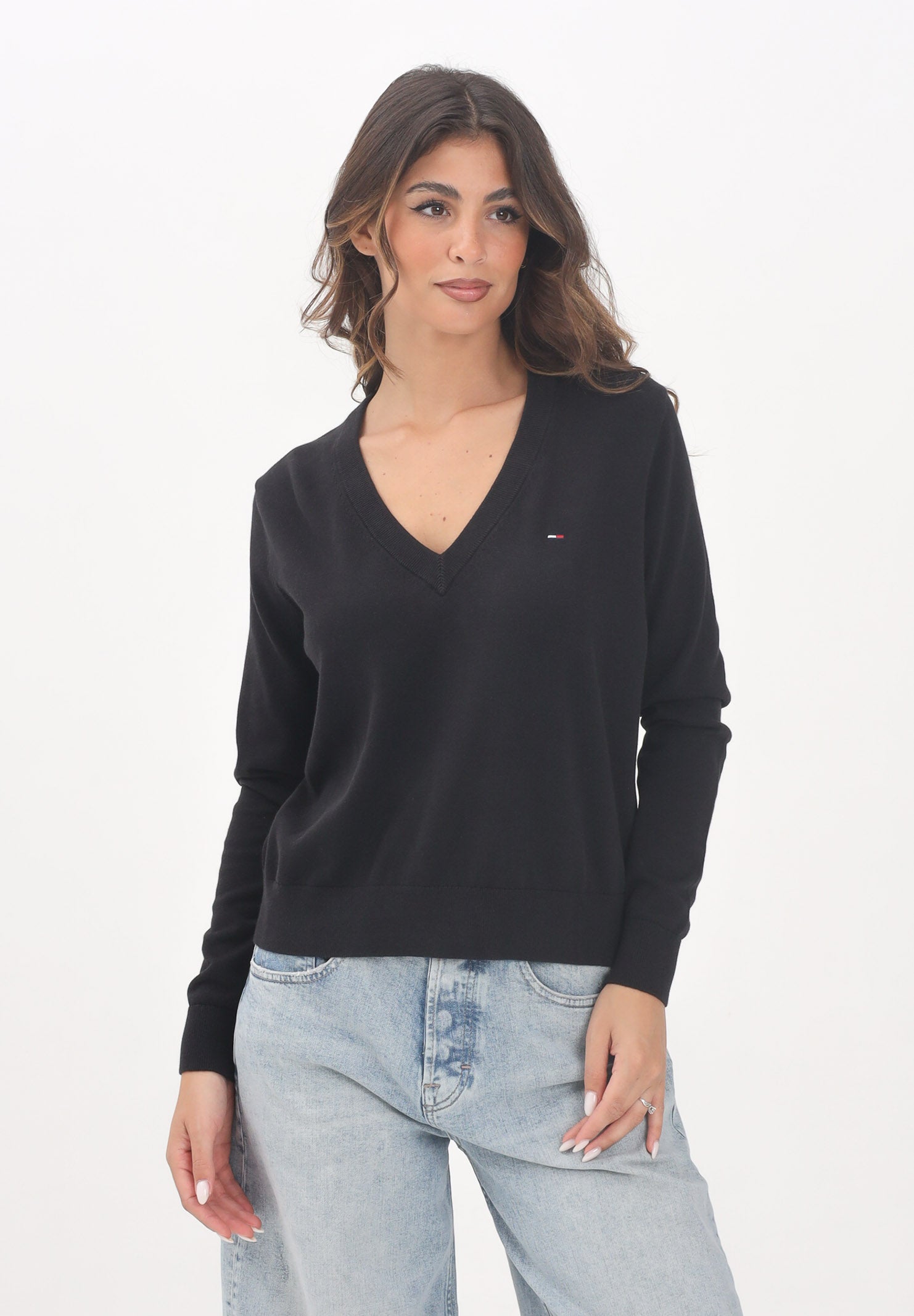 TOMMY JEANS Maglioncino nero da donna con logo DW0DW19888 BDS TOMMY JEANS 