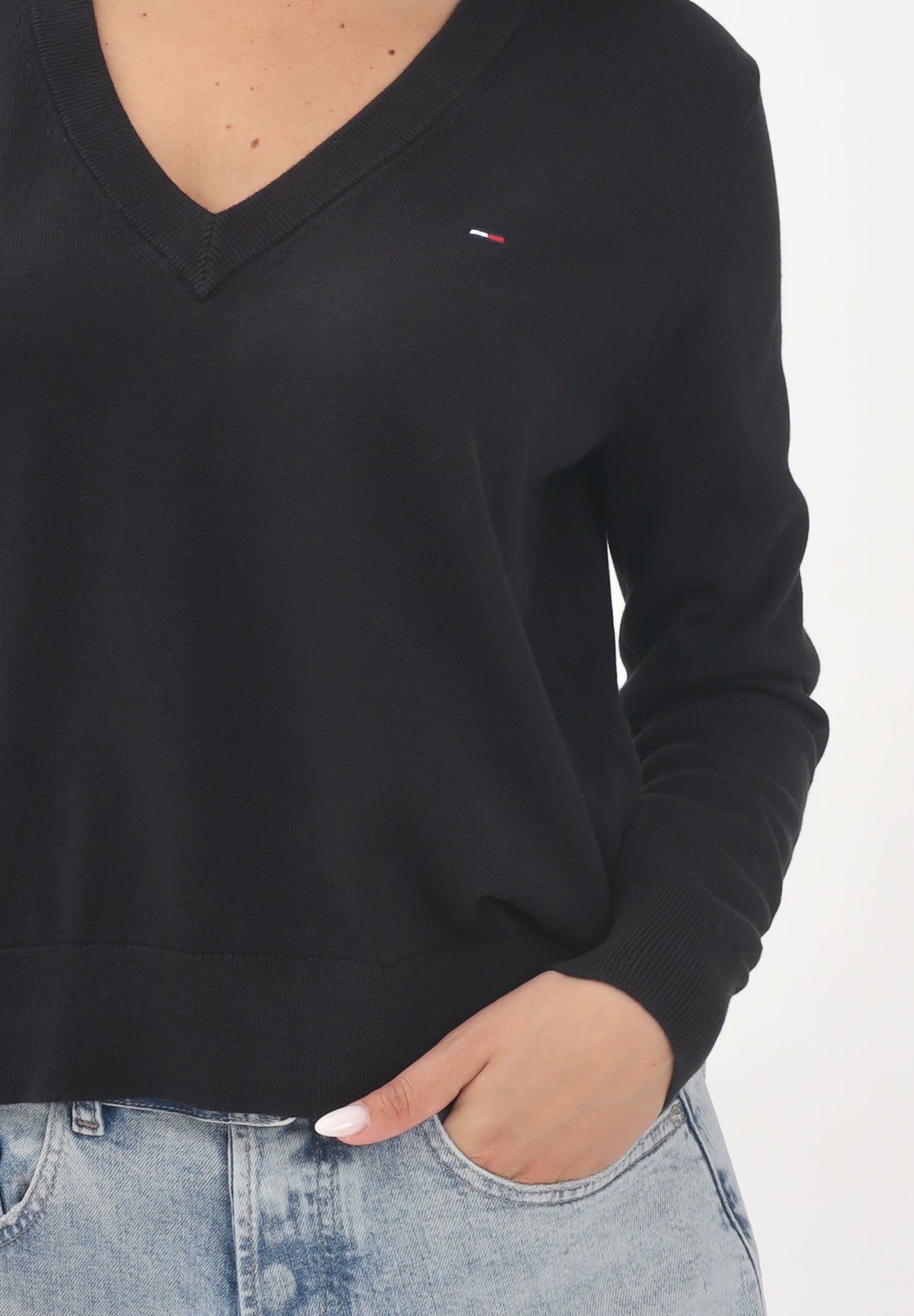 TOMMY JEANS Maglioncino nero da donna con logo DW0DW19888 BDS TOMMY JEANS 