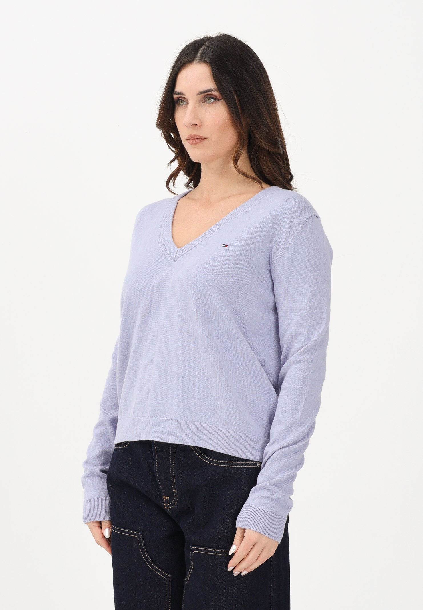 TOMMY JEANS Maglioncino lilla da donna con logo DW0DW19888 C5U TOMMY JEANS 