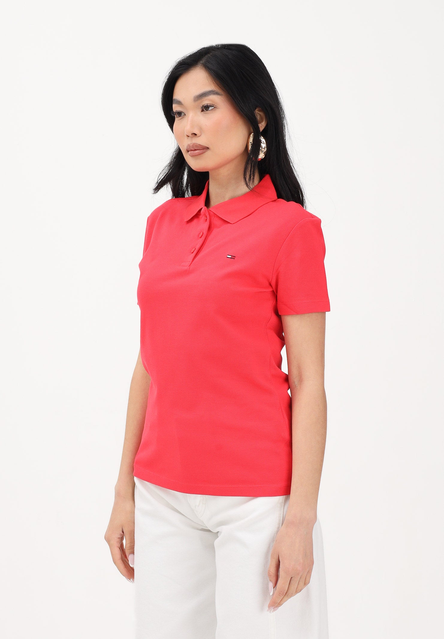 TOMMY JEANS Polo a manica corta rosso fragola da donna DW0DW20160 XK3 TOMMY JEANS 