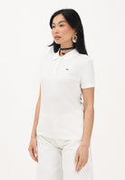 TOMMY JEANS Polo a manica corta bianca da donna con logo DW0DW20160 YBL TOMMY JEANS 