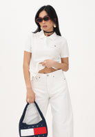 TOMMY JEANS Polo a manica corta bianca da donna con logo DW0DW20160 YBL TOMMY JEANS 