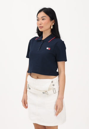 TOMMY JEANS Polo a manica corta blu da donna dal taglio cropped DW0DW21363 0GZ TOMMY JEANS 